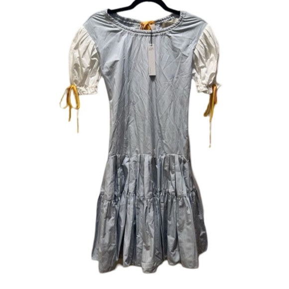 Katharine Kidd Sienna Dress In Size XS Blue & White Puff Sleeve NWT - Picture 4 of 7